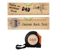 Daddy You're On Aonther Level Personalized Fist Bump Spirit Level Bottle Opener Ruler 3 in 1 Multi Tool Custom Dad We Love You No One Measures Up to You Measuring for Worker Dad Grandpa Husband