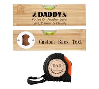 Daddy You're On Aonther Level Personalized Spirit Level Bottle Opener Custom Kid's Name Measuring Tape Dad I Love You More Than We Can Measure Gift for Father's Day Birthday