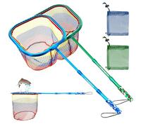 DaddyGoFish Kids Fishing Net - Extendable Telescopic Landing Net for Boy Girl Children Catching Small Fish Crab Shrimp Minnow Dragonfly Beach Pier Lake River Ocean