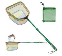 DaddyGoFish Kids Fishing Net - Landing Net Bait Pouch for Catching Fish Frog Minnow Cricket Butterfly Water Beach Lake Pond Gift for Boys and Girls (Style2 Green)