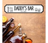 Daddy's Bar Personalised MDF Wood Street Sign Plaque - Custom Pub Sign for Dads, Home Bar, Man Cave, Kitchen, Games Room Decor (MDF Wood - Indoor Use, Extra Large 590mm x 130mm)