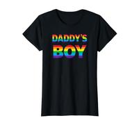 Daddy's Boy - Gay Pride Rainbow Lettering Value Graphic T-Shirt, Women, Black, M