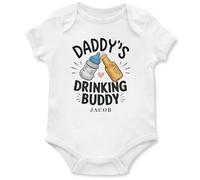 Daddy's Drinking Buddy Personalised Babygrow Babies Boy Girl Funny Dad New Baby Vest Gift, 6-12 Months, White