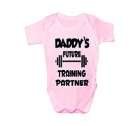 Daddy's Future Training Partner Boys Girls Baby Babygrow Age 12-18 Months Pink