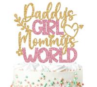 Daddy's Girl Mommy's World Cake Topper, Newbaby Welcome Baby Girl, Gender Reveal Baby Shower First Birthday Party Decorations Supplies for Her
