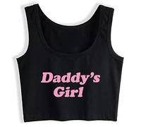 Daddy's Girl Women Fashion Summer Sleeveless Cotton Crop Top Vest Black