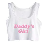 Daddy's Girl Women Fashion Summer Sleeveless Cotton Crop Top Vest White