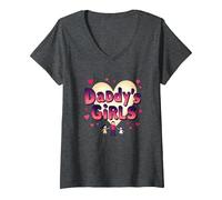 Daddy's Girls: Awesome Like My Daughters Family Love V-Neck T-Shirt, Women, Dark Heather Grey, S