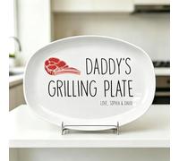 Daddy's Grilling Plate - Personalised Platter, Personalised Dads Grilling Plate with BBQ Tool, Funny BBQ Plate Gift for Dad, Outdoor Grill Platter Custom Papa Gifts for Fathers Day