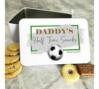 Daddy's Half Time Snacks Football Personalised Gift Biscuit Sweets Treat Tin Personalised Gift | Custom Gift | Personalized Tin | Cake, Biscuit & Treat Tins | Gift For Her | Gift For Him