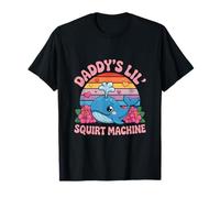 Daddys Lil Squirt Machine Cute Whale Retro Hearts T-Shirt