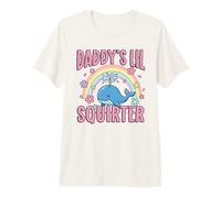 Daddy's Lil Squirter Cute Whale Rainbow Cherry Blossom Premium T-Shirt