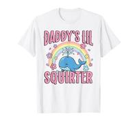 Daddy's Lil Squirter Cute Whale Rainbow Cherry Blossom T-Shirt