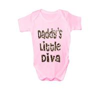 Daddy's Little Diva in Animal Print~ Funny Babygrow Babies Gift Boy/Girl Vest 3-6 Pink
