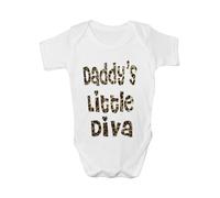 Daddy's Little Diva in Animal Print~ Funny Babygrow Babies Gift Boy/Girl Vest 6-12 White