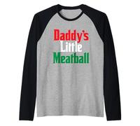 Daddy's Little Meatball - Funny Italian Flag Daughter Daddy Raglan Baseball Tee