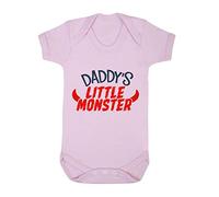 Daddy's Little Monster (Devil Horns) Baby Grow Vest, 6-12 Months, Pastel Pink