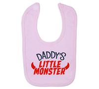Daddy's Little Monster (Devil Horns) Cotton Baby bib - Pastel Pink