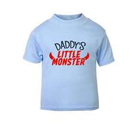Daddy's Little Monster (Devil Horns) Short Sleeve Cotton Toddler t Shirt, 2-3 Years, Pastel Blue