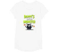 Daddys Little Monster Spooky Halloween Family Fun T-Shirt, Girls, White, Medium