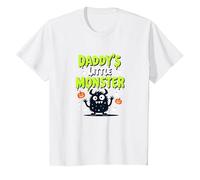 Daddys Little Monster Spooky Halloween Family Fun T-Shirt, Kids, White, 3 Years