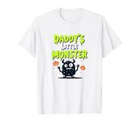 Daddys Little Monster Spooky Halloween Family Fun T-Shirt, Men, White, 5XL