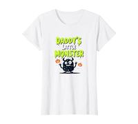 Daddys Little Monster Spooky Halloween Family Fun T-Shirt, Women, White, XXL