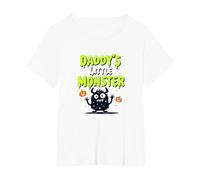 Daddys Little Monster Spooky Halloween Family Fun T-Shirt, Women's Plus, White, 4X