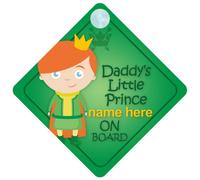 Daddy's Little Prince On Board Personalised Car Sign New Baby Boy/Child Gift/Present BDLP003