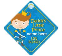 Daddy's Little Prince On Board Personalised Car Sign New Baby Boy/Child Gift/Present BDLP009
