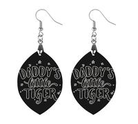 Daddy's Little Tiger Women's Earrings Wooden Pendant Dangle Jewelry Stylish Accessories for Party