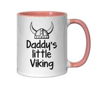 Daddy's Little Viking Helmet Graphic Ceramic Tea Coffee Mug Pink