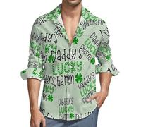 Daddy's Lucky Charm Mens Shirts Long Sleeve Hawaiian Shirt Button Down Summer Tops 4XL