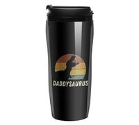 Daddysaurus Daddy Dinosaur Coffee Cup Reusable Travel Mug Double Wall Thermal Insulated with Lid Hot Cold Drinks