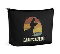 Daddysaurus Daddy Dinosaur Makeup Bag Portable Travel Cosmetic Bag Large Zipped Pouch PU Leather Organizer Bag Toiletry Bag
