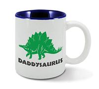 Daddysaurus Stegosaurus dinosaur, father, papa, dad, daddy, dada, funny, green graphic, ceramic mug, cup