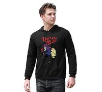 DADIE Men's Wacky Races 'Dastardly &Amp Muttley' Printed Pullover Hoodies Long Sleeve Hooded Sweatshirt Black 3XL