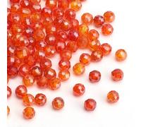 DADIFEN Faceted Round Zircon Beads 3mm Orange Red Tiny Seed Beads for DIY Jewelry Making 1 Strands