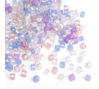 DADIFEN Faceted Square Glass Beads 2.5-3mm Purple AB Color Tiny Seed Beads for DIY Jewelry Making 2 Strands