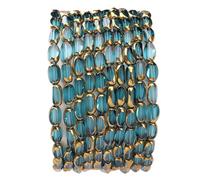 DADIFEN Glass Rice Beads Clear Lake Blue 4x6mm 50pcs Faceted Oval Golden Edge Crystal Loose Beads for DIY Craft Jewelry Making