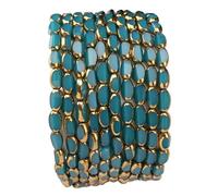 DADIFEN Glass Rice Beads Peacock Blue 4x6mm 50pcs Faceted Oval Golden Edge Crystal Loose Beads for DIY Craft Jewelry Making