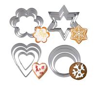 Dadnnil Cookie Cutters Set, 12 Pieces Christmas Cookie Cutters, Four Shapes: Heart, Star, Round and Flower for Baking and Cutting Cookies and Cakes