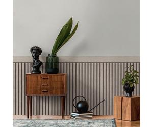 Dado Panel Wooden Slats Wallpaper 397442 Grey Half Wall Panelling AS Creation