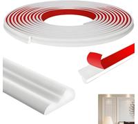 Dado Rail Self Adhesive, 6mx4cm Moulding Trim Self Adhesive, Beading for Wall Panelling, Flexible PVC Panel Moulding Trim for Home Decoration, Chair Rail, DIY Decoratio, Cabinet and Mirror Frame