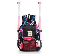 dadop Softball Bag for Girls - Youth & Toddler Ages 3-16 Tball Baseball Backpack with Fence Hook - Equipment Bag for Bats, Helmets, Cleats & Gear - Initial B