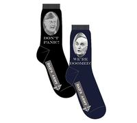 Dad's Army Pack of 2 Socks Set Don't Panic & We're Doomed Black