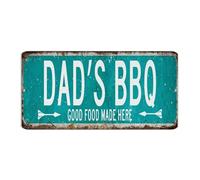 Dad's BBQ Good Food Made Here 6x12 Inch Metal Sign Decorative Bathroom Office Dorm Wall Decorations Garage Signs Happy Father's Day Metal Plaque for Porch