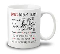Dad's Dream Team Tea Cup Unique Drinking Cup Durable Coffee Mug Novelty Gift Foe Anniversary Celebration Birthdays Valentine's Day 330ml