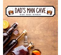 Dad's Man Cave Personalised MDF Wood or Acrylic Street Sign Plaque - Custom Gift for Dads, Whiskey Lovers, Man Cave, Garage, Den Decor (MDF Wood - Indoor use only, Small - 290mm x 63mm)