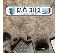 Dad's Office Personalised MDF Wood or Acrylic Street Sign Plaque - Custom Gift for Daddy's, Tea Lovers, Home Office, Study, Work Desk Decor (Acrylic - Indoor & Outdoor use, Medium 390mm x 85mm)